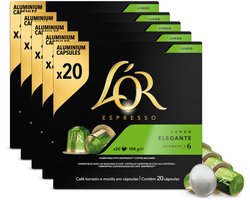 L'Or Espresso Lungo Elegante - Multipack - 100 (5x20) Koffiecups Compatibel met Nespresso Coffee Machine