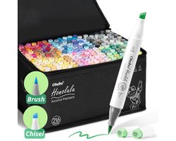 Ohuhu Honolulu Brush & Chisel Alcohol Markers - 216 Kleuren