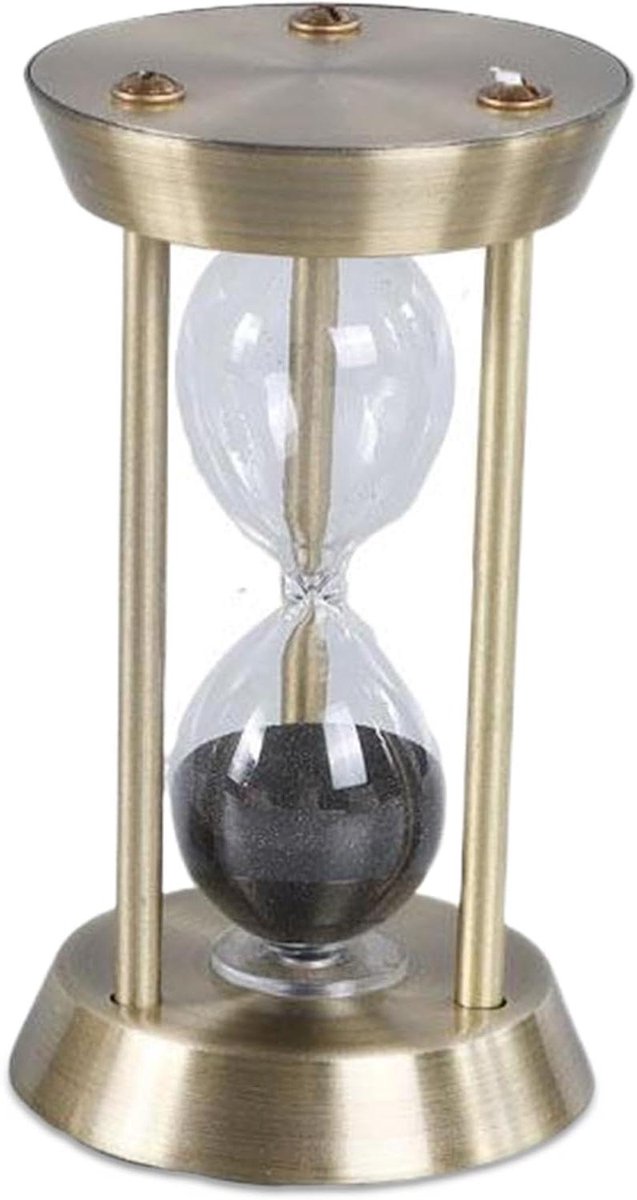 Zandloper Timer - Zandklok - Tijd Meten - Stil En Decoratief - 13 x 7 cm - Goud Zwart