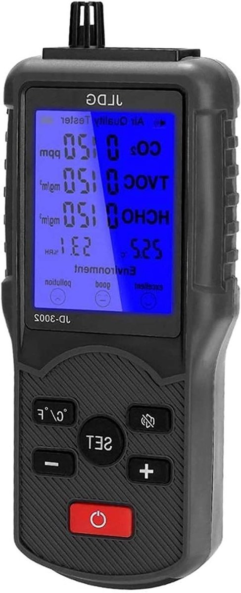 Luchtkwaliteitsmeter - Luchtkwaliteit Detector - Binnenlucht Meten - Multifunctionele Tester - 17.6 cm - Wit
