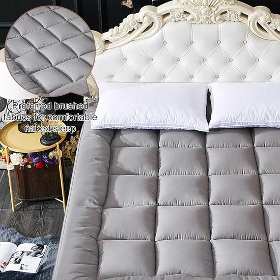Dikke Futon Matras - Slaapkussen Oprolbaar - Comfortabel Slapen - Ademend Polyester - 100 x 200 cm - Grijs — afbeelding 3