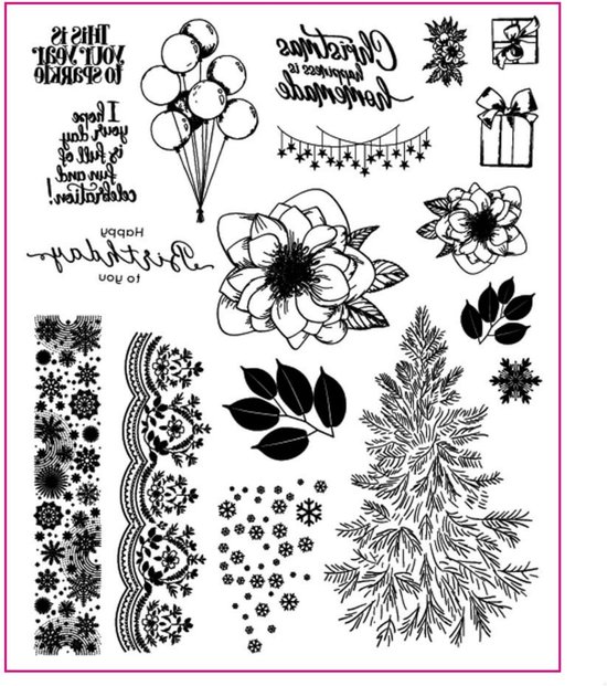 Foto: Kerst stempels sneeuwvlok stempels kaarten maken siliconen rubber 17 x 20 cm transparant