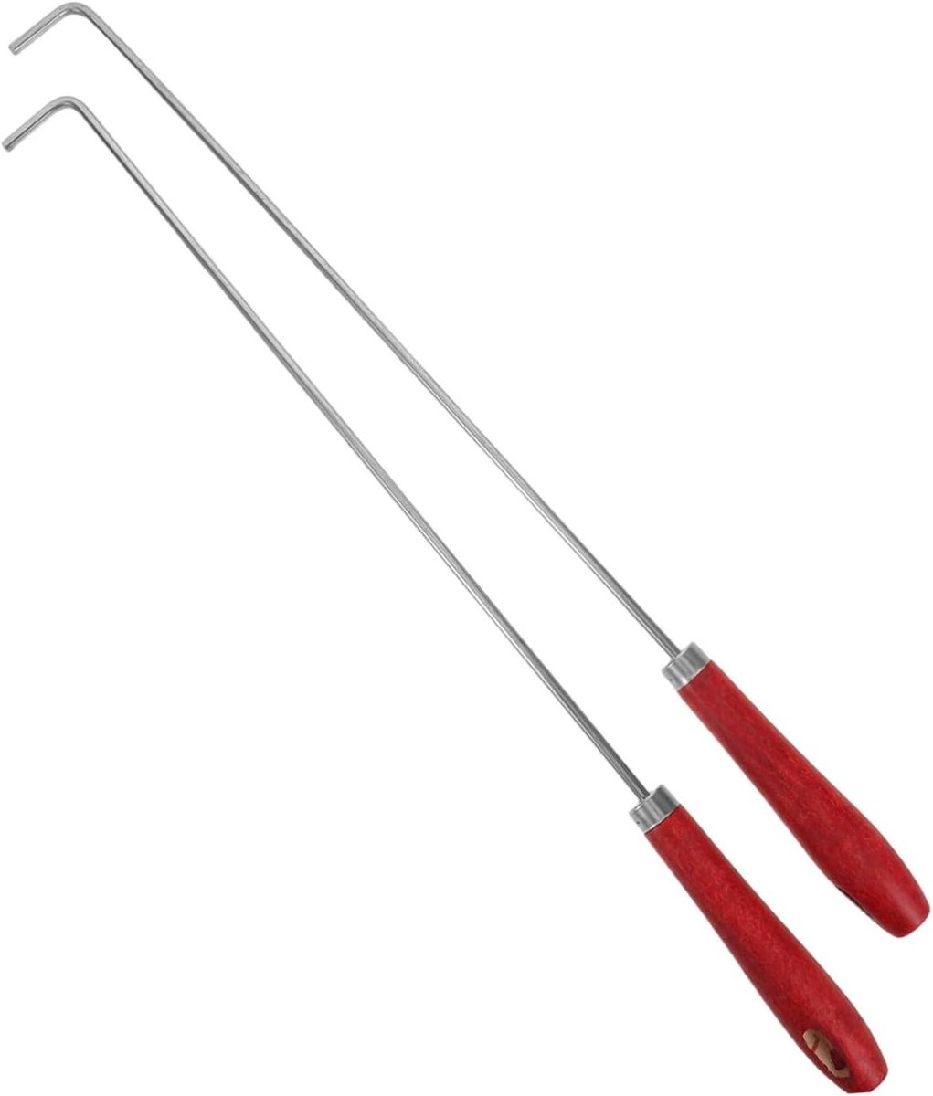 Vuurhaak Set - Haard Gereedschap - Haard Aanmaken - Hittebestendig Houten Handvat - 50 cm - Zilver