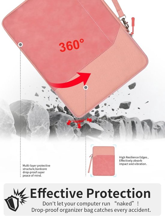 Tablethoes voor Kobo Libra Colour (7 inch) eReader - volledige bescherming, toergy waterafstotend, licht en draagbaar, roze — afbeelding 5