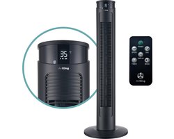 AirKing Torenventilator 94cm - Kolomventilator met Afstandsbediening - Ventilator staand met Timer - 3 Snelheidsstanden - Oscillatie & Dimbaar LED Scherm - Energiezuinig - Koelventilator voor Kamer - Zwart