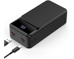 hganus powerbank 50.000 mAh – 22,5 W snelladen – grote capaciteit draagbaar – LED-display – 4 aansluitingen, voor iPhone, Samsung, iPad