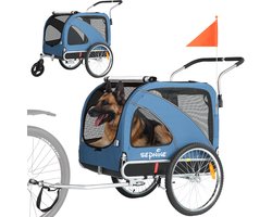 SEPNINE 2-in-1 Hondenfietskar voor Grote Honden - Hondenbuggy - Max. 40 kg - Luchtbanden - Blauw