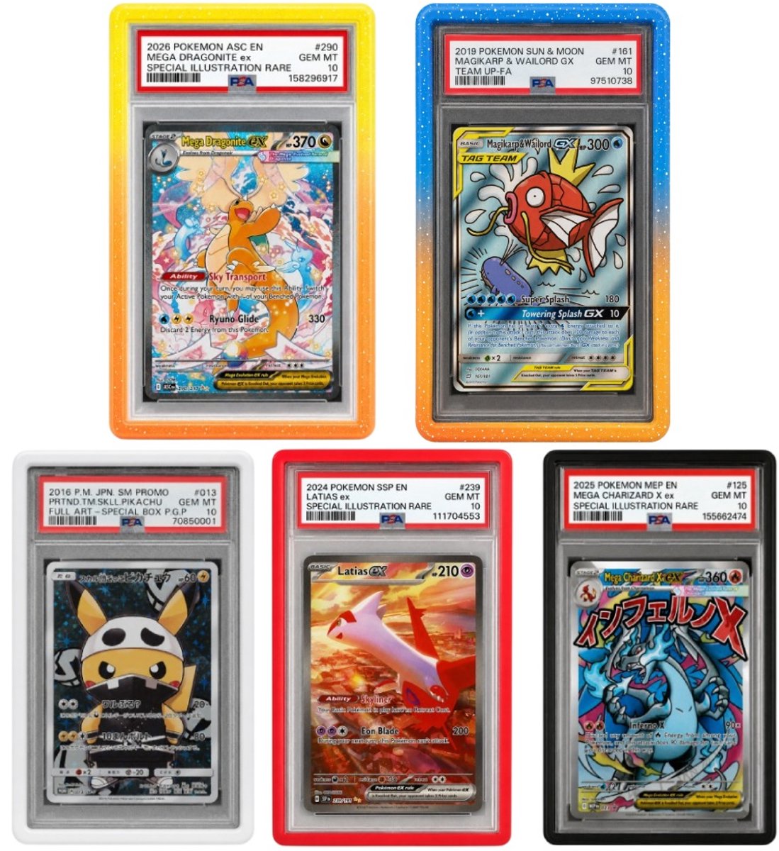 5 Stuks PSA Slab Guards - Slab Protector - TCG Beschermhoes Bumper - PSA Graded Kaarten - Gradient Bumpers - PSA Slab Guard - Slab Bumper - Geschikt voor Pokemon, One Piece, Lorcana, Yu-Gi-Oh!, Trading Cards