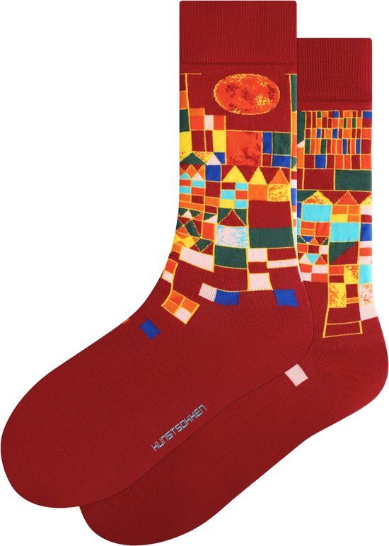 Chaussettes d'art - Château et Soleil : Paul Klee - Chaussettes Femme 36 40 - Chaussettes en coton biologique - chaussettes amusantes happy - Chaussettes joyeuses - Chaussettes drôles - Cadeau chaussettes