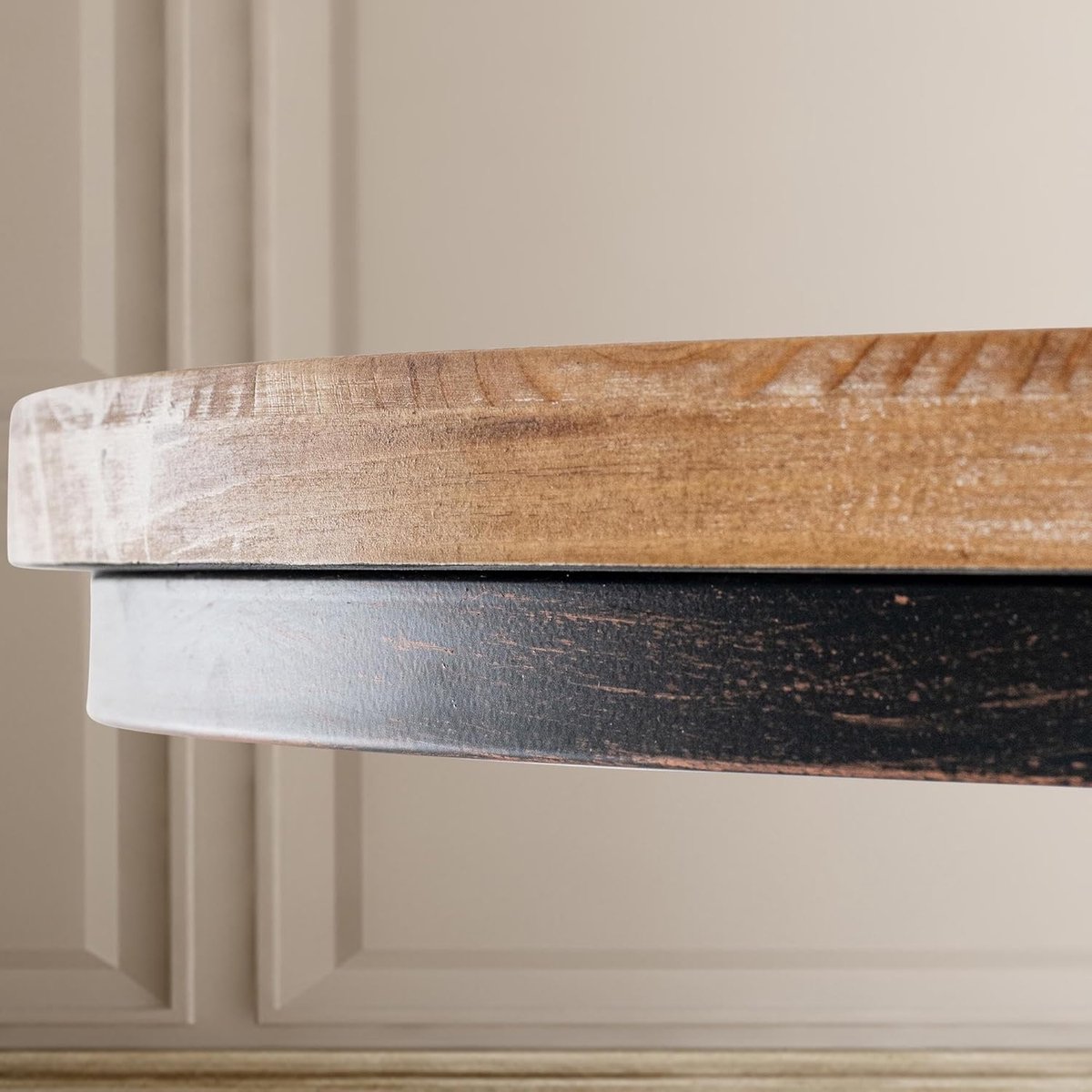 Irona Luxe Industriële Set van 2 Ronde Bartafels Verstelbaar 60 cm Ø x 100–123 cm Hoogte, Massief Houten Blad, Brons Metaal Frame, Bistro- en Eventtafelset