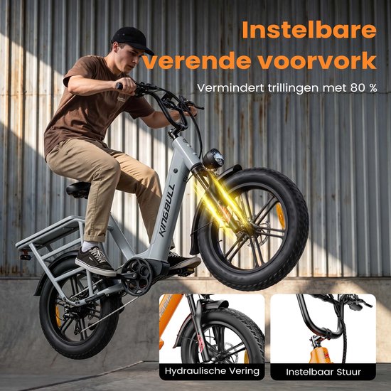 Maxtron Voyager 2.0 Elektrische Fiets - 48V 15Ah Samsung Accu - Bafang 250W Motor - 20 x 4.0 Inch Fatbike Banden - Actieradius 90-100 km - Hydraulische Schijfremmen Voor en Achter - Koppelsensor - Shimano 7 Versnellingen - Grijs van Maxtron — afbeelding 4