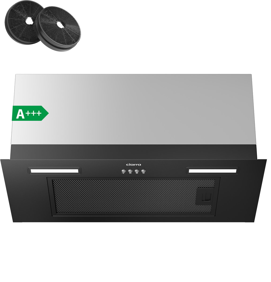 CIARRA VMB6926A - A+++ 704 m³/u Inbouwafzuigkap 60 cm Onderbou afzuigkap, met LED inclusief koolstoffilter zwart