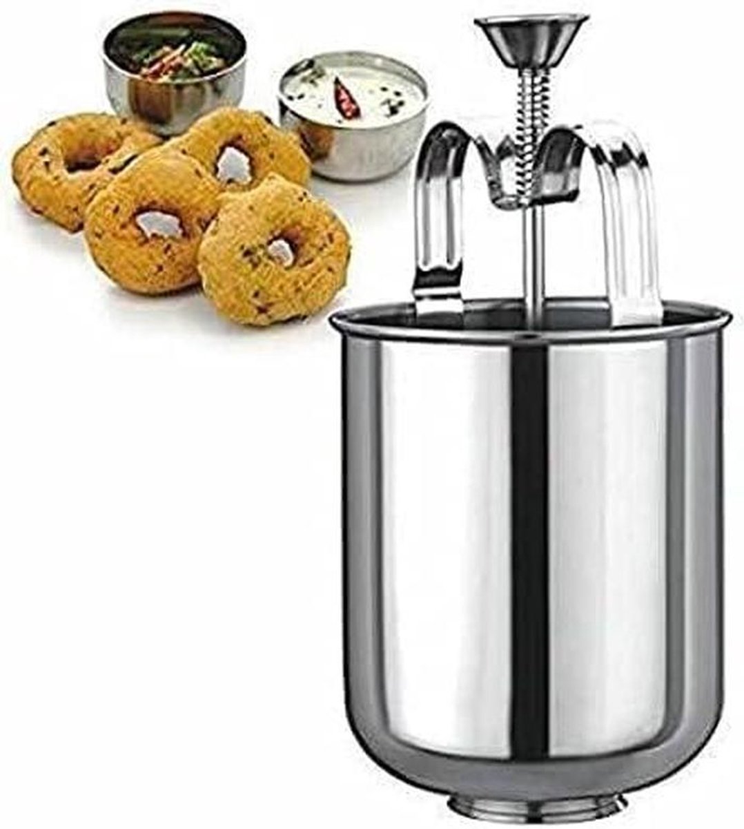 Donut Maker - Vada Dispenser - Gebak Maken - Roestvrij Staal - Handmatig Bedienbaar - Zilver