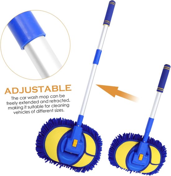 Telescopische Wasborstel - Auto Wasmop - Auto Reinigen - Ergonomisch Ontwerp - 116 cm - Blauw — afbeelding 4