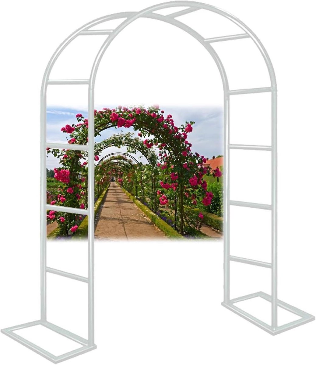 Metalen Tuinboog - Rozenboog Pergola - Decoratie Klimplanten - Vrije Maat Aanpasbaar - 260x230 cm - Wit