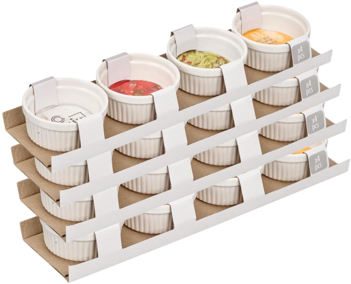 Vessia Kommetjes / serveer schaaltjes - 16x - 16x stuks - D8 x H5 cm - aardewerk - wit - ovenschaaltjes - tapas - voedsel - dessert
