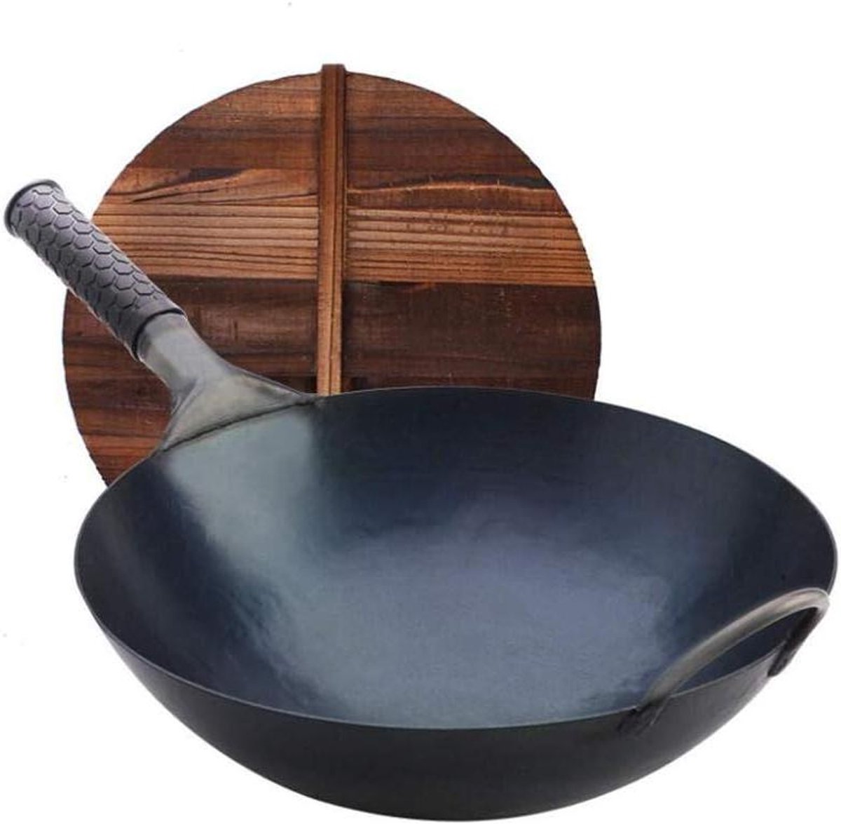 36 cm 40 gietijzeren wokpan met houten deksel geschikt voor alle kookplaten inclusief 40 cm inductiekookplaten