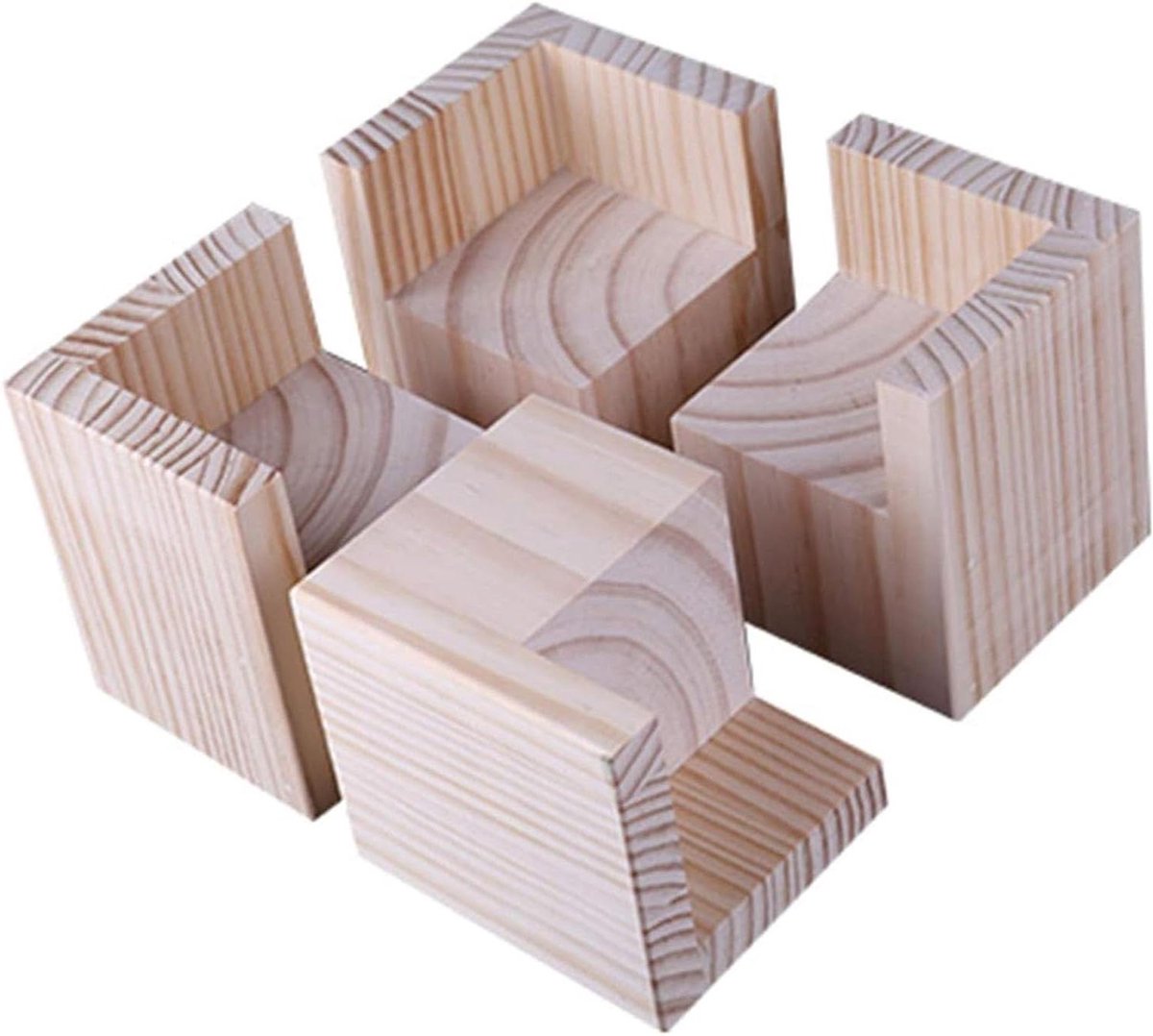 Houten Meubelverhogers - Verstelbare Liften - Meer Ruimte Creëren - Duurzaam Dennenhout - Set van 4 - Houtkleur