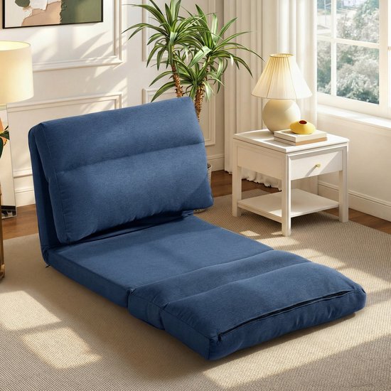 HOMCOM Vloerstoel - Polyester - 70x72x56cm - Blauw van HOMCOM — afbeelding 3