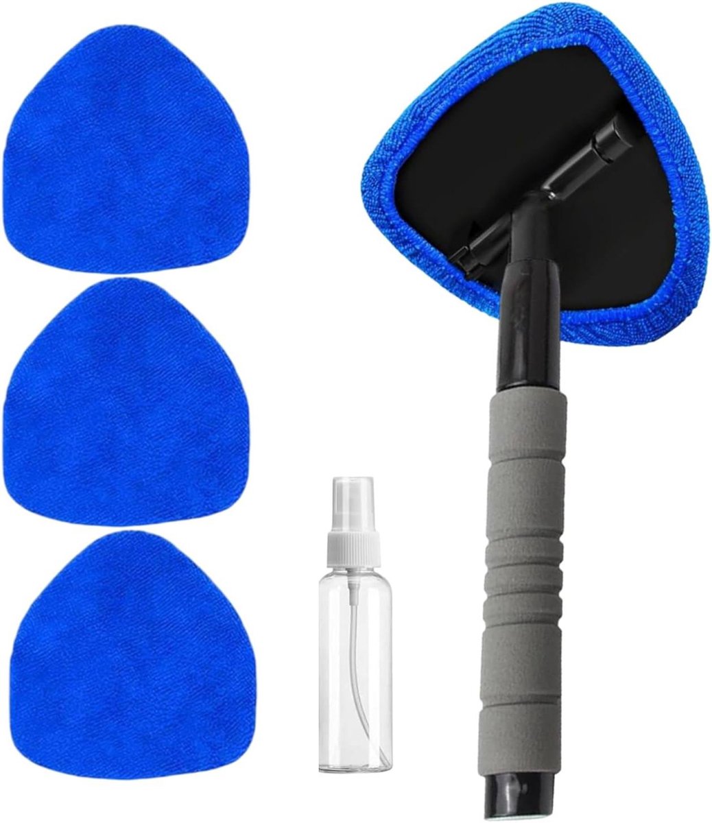 Ruitenreiniger Set - Auto Glas Tool - Streeploos Reinigen - Draaibare Kop - Uittrekbaar Handvat - Zwart