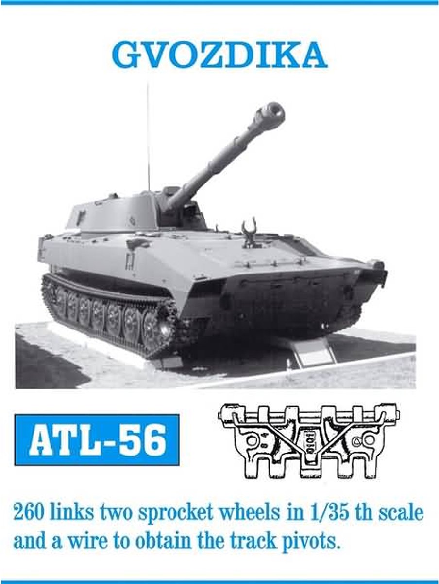 Friul Tracks ATL-56 Metalen Rupsbanden Volledig Zelf te Monteren voor 2S1 Gvozdika 1:35