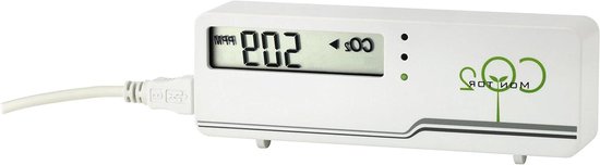 TFA Dostmann CO2 Monitor AIRCO2NTROL MINI, 31.5006.02, CO2 concentration monitoring, LED traffic light display, room temperature, with USB cable, white, (L) 116 x (W) 24 x (H) 42 mm