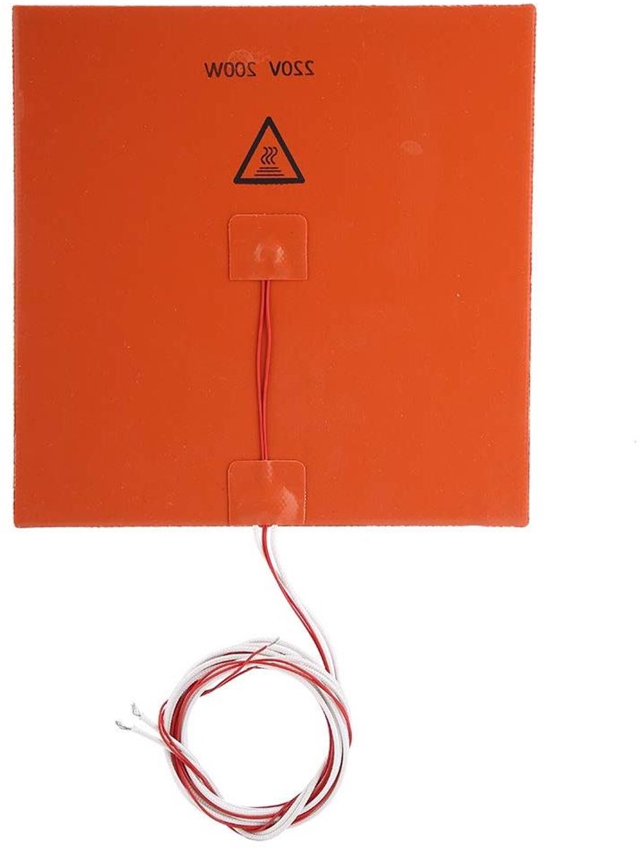Silicone Heater - Verwarmingsmat Bed - 3D Printer - Zelfnivellerend - 200 x 200 mm - Zwart