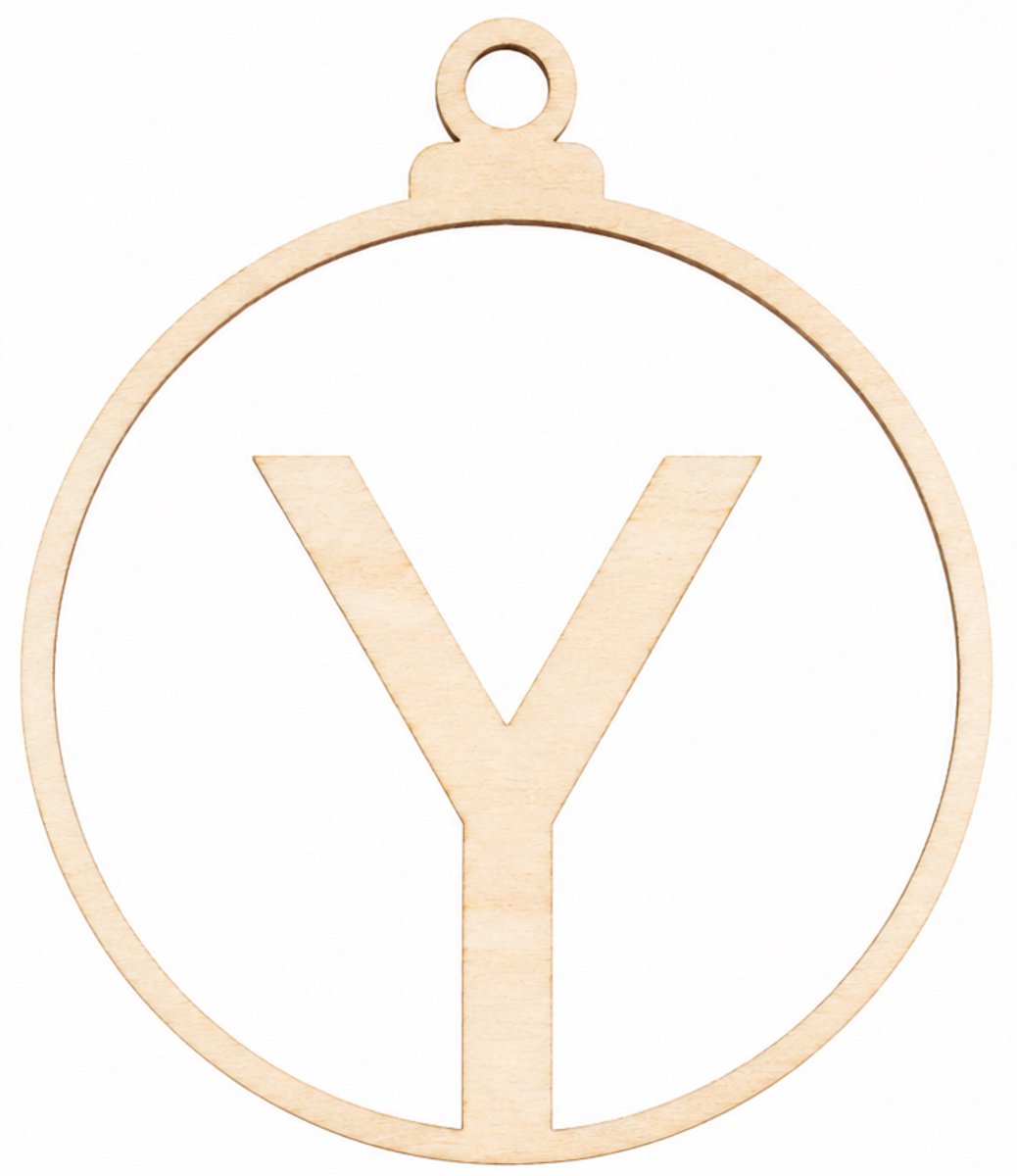 Houten kerstversiering - Wooden Christmas decoration | Letter “Y” | 9cm | Licht hout - Natural wood | Kerstbal - Christmas tree bauble - Houten Hangers - Kerstboom - Alfabet - Alphabet - Kerstdecoratie - Naam