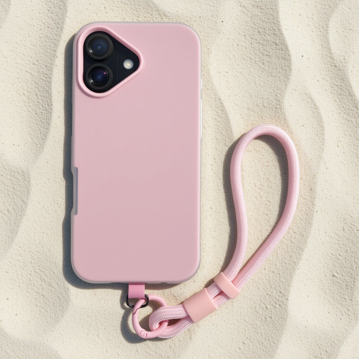 iPhone 17 Hoesje met Polskoord (Wrist Strap) – Ice Cream Bar Design – Frost Look 2-Laags Beschermhoes – Zomer & Vakantie Telefoonhoesje - Roze