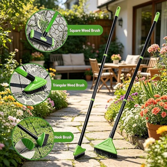 Grasverwijderaar Gazon - Onkruidborstel Tuin - Terras Reinigen - Verstelbare Handgreep - 43 x 8 x 4 cm - Grijs — afbeelding 2
