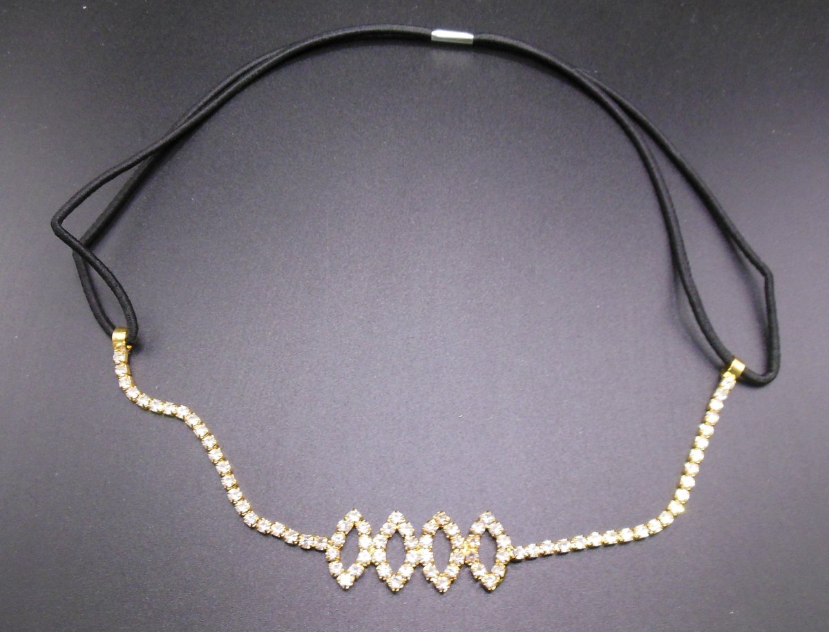 Decoratieve haarband met strass goud #3