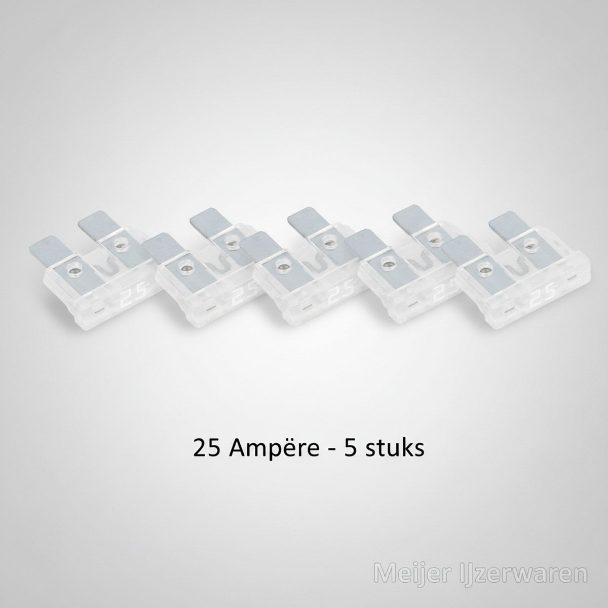 STANDAARD STEEKZEKERINGEN - 25A 32V - WIT - DUITSE AUTOMOTIVE KWALITEIT (WURTH) - GESCHIKT VOOR AUTO / CAMPER / BOOT - PER 5 STUKS - VLAKSTEEKZEKERING - VAN -40 TOT 125 °C