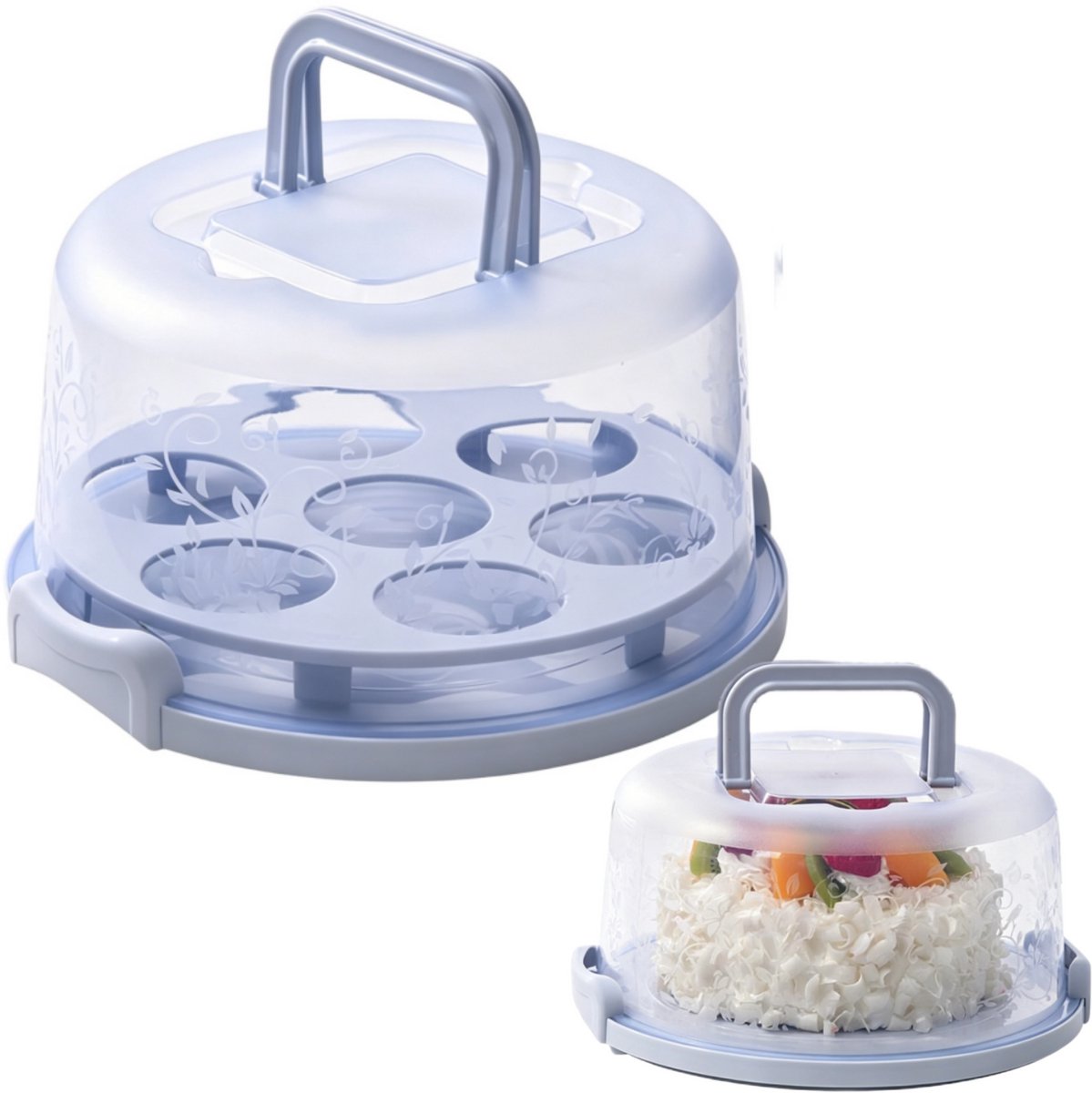 QTTVBTNA – Taartdoos - Kuchen Transportbox - Torten Transportbox - Draagbare Cake Carrier - Levensmiddelveilig PP Materiaal - Antislip - Ideaal Voor Feesten En Cadeaus - 1 Stuk - Blauw