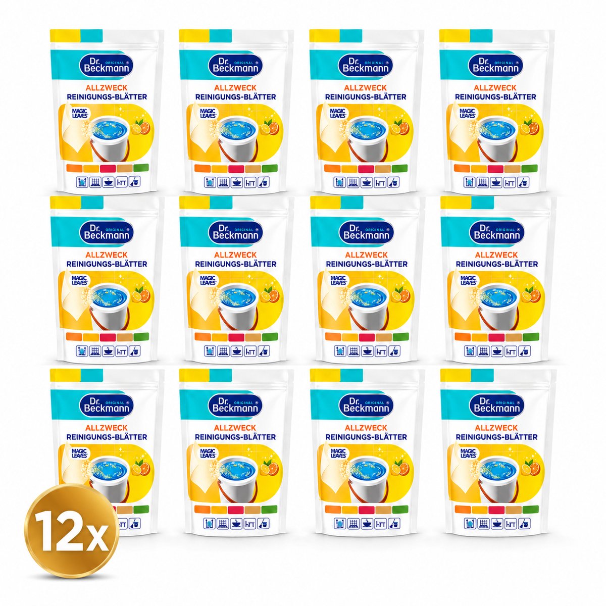 Dr. Beckmann Magic Leaves – 12x20 Schoonmaakvellen – Wateroplosbare Allesreiniger – Summer Lemon