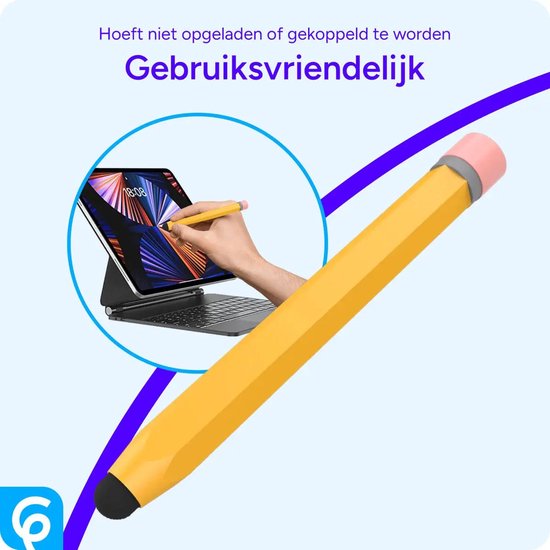 SBG Kindvriendelijke Potlood Stylus Pen - Tabletpen voor Kinderen - Geschikt voor Telefoon, Tablet en iPad - voor Tekenen en Schetsen - Compatibel met o.a. iPad, Samsung Tab & Lenovo Tab - Geel van Merkloos — afbeelding 5