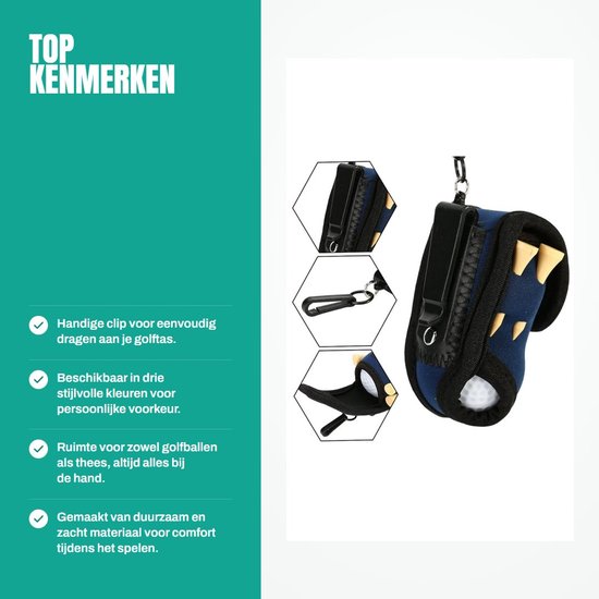 Dailygoods- Golfbaltas met clip - Draagbare golfaccessoires - Inclusief 4 afslagen/2 golfballen - Zacht stof - Elastisch/durzaam materiaal van Dailygoods — afbeelding 2