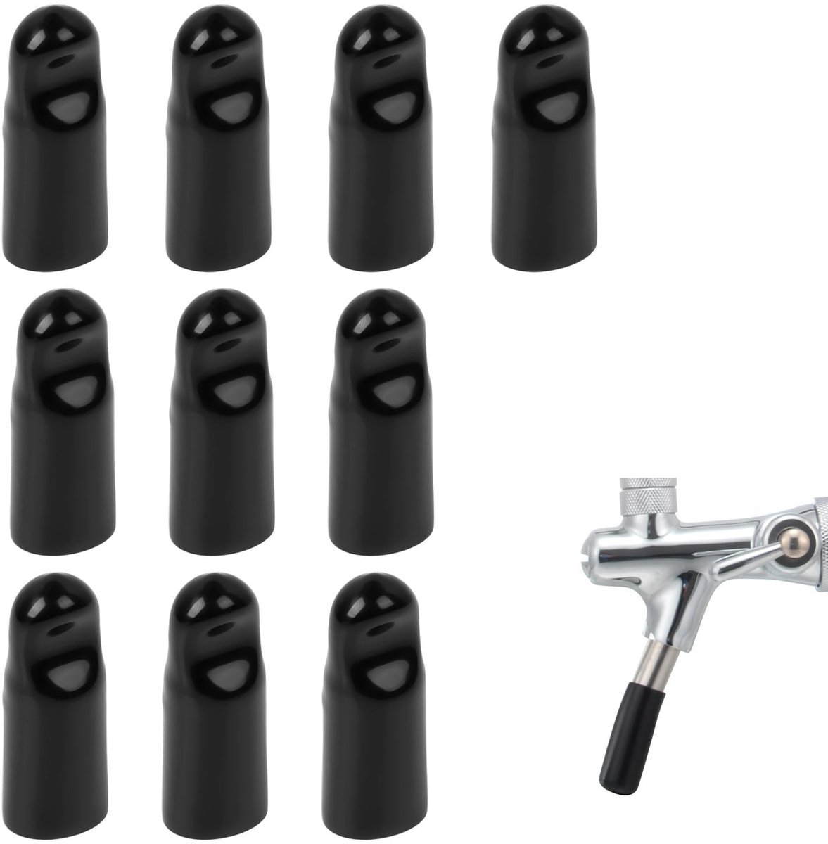 Dailygoods- Bierkraan Beschermkap 10 Stuks - PVC - Zwart - Tapdeksel - Hygiëne - Duurzaam - Geschikt voor 15 mm Nozzles - Bierfaucet