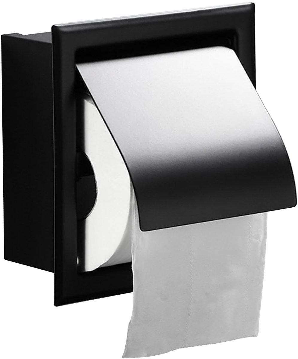 Dailygoods- Toiletrolhouder Zwart - Wandtoiletrolhouder - 304 Roestvrij Staal - Muurbevestiging - Papierrolrek - Eenvoudig Design - Wc-papierhouder