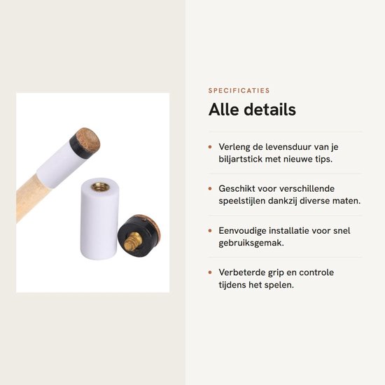 Dailygoods- Cue Tips Set van 10 Stuks - Reserveonderdelen - Biljartstick Reparatie - Hoogwaardige Materialen - Duurzaam - Geschikt voor 10/11/12/13 mm - Biljarttips van Dailygoods — afbeelding 2