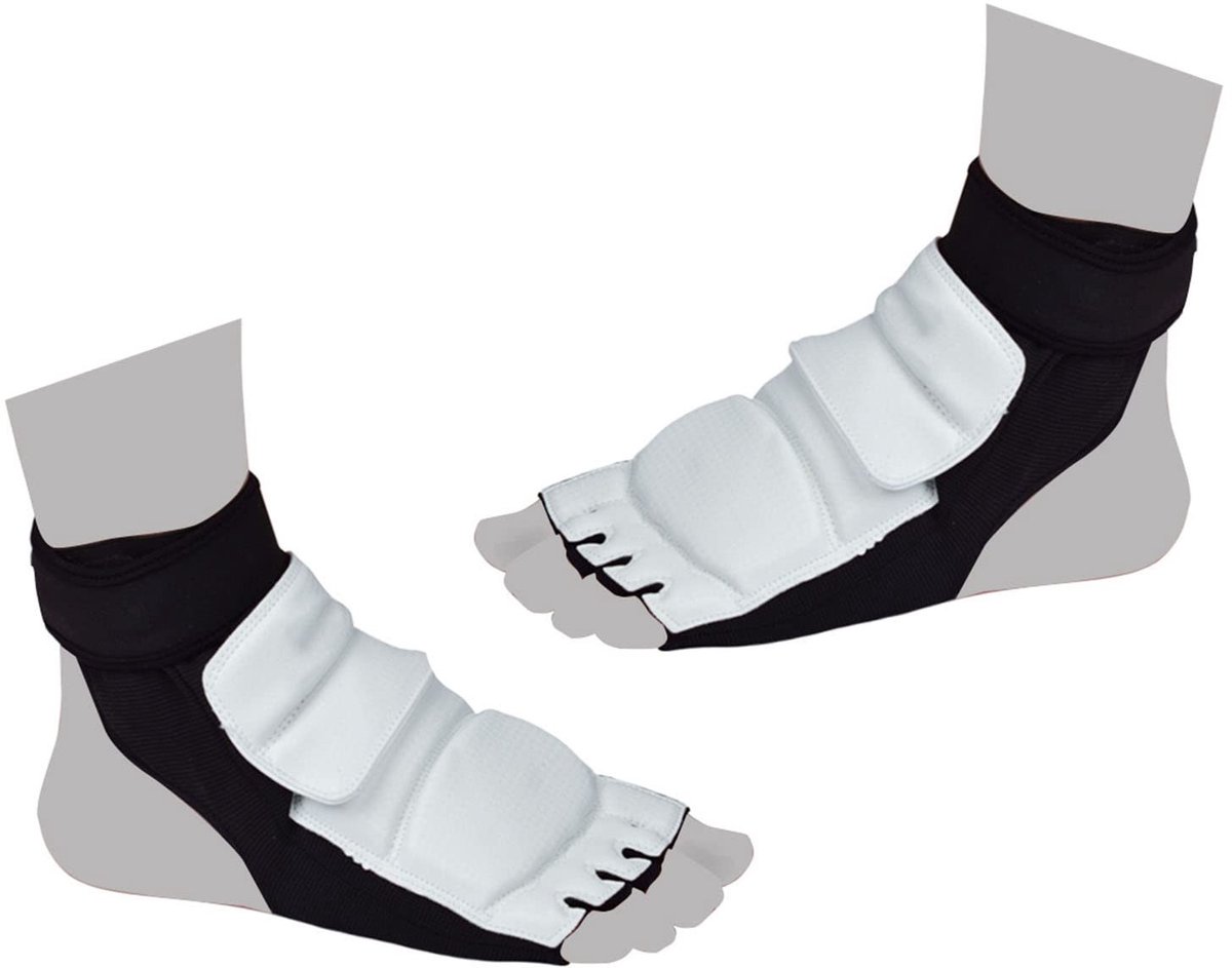 Dailygoods- Voetbeschermer Ademende Comfortabele Taekwondo - PU-leer - Schuimkatoen - Zwart-witte kleurencombinatie - Set van 2 - Geschikt voor Vechtsportliefhebbers - Kickboksbeschermers