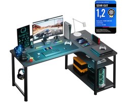 COMHOMA - Schrijftafel met Plank - Hoekbureau L-vorm - PC Kantoor Bureau - 100 cm