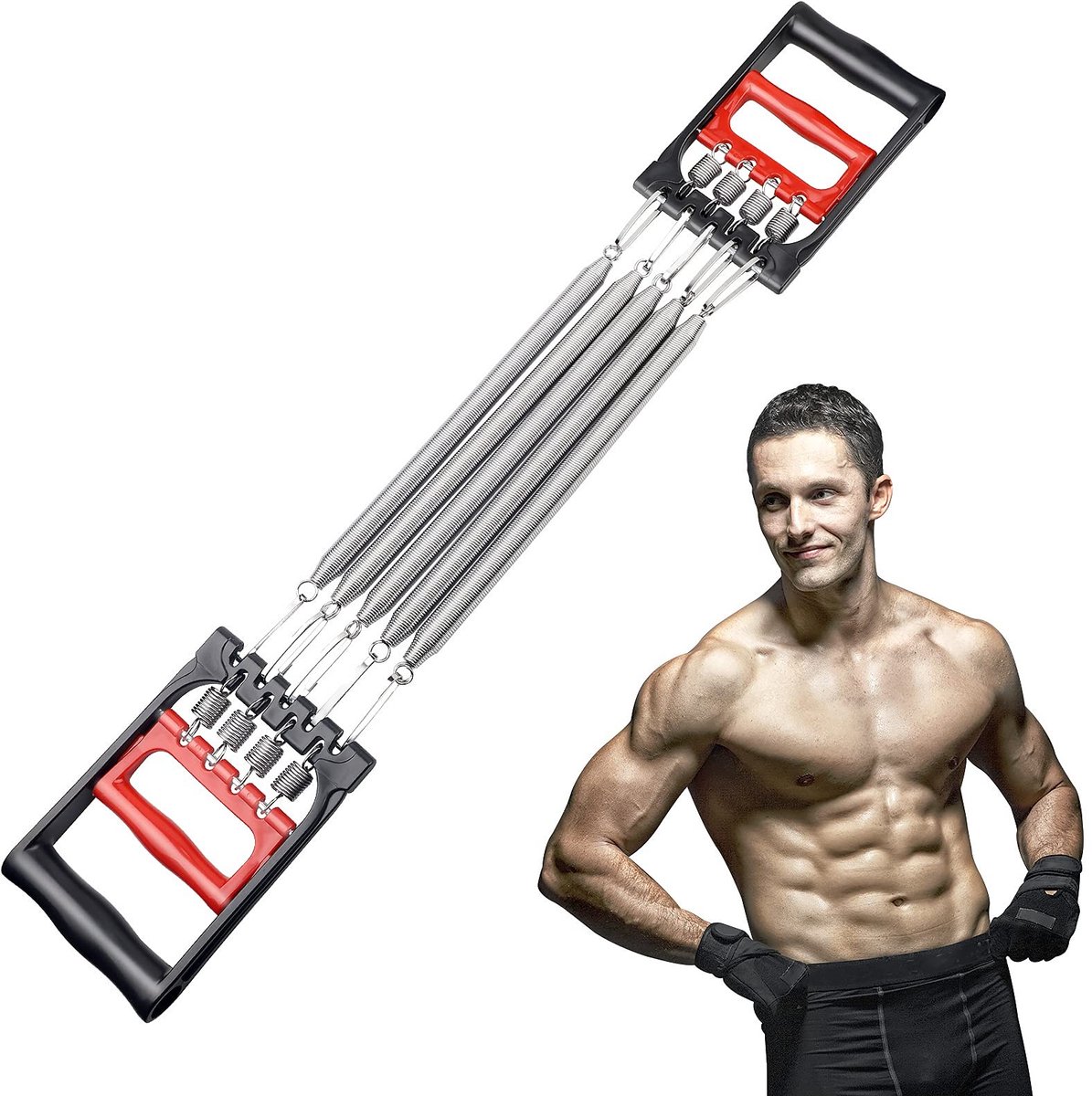 Dailygoods- Borstexpander Verstelbaar - Fitnesskabel - Trekkrachtverlenging - Antislip Handgreep - 5 Afneembare Veren - Duurzaam Materiaal - Fitness Expander