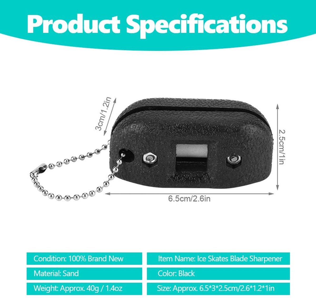 Dailygoods- Schaatslijper Draagbaar - Messenslijper - Slijpsteen - Gereedschap - 6,5 x 3 x 2,5 cm - Hoogwaardig Zandmateriaal