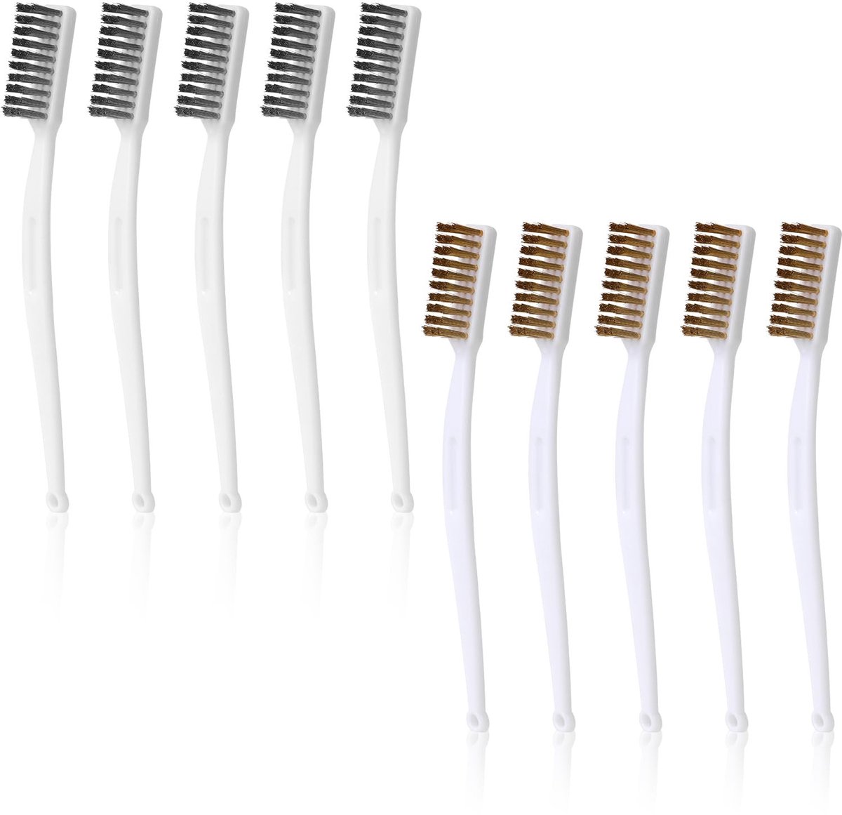 Dailygoods- Staalborstels Set van 10 - Roestvrij Staal / Messing - Reinigingsgereedschap - Voor Keuken / Lassen - Duurzaam Materiaal - Draadborstels