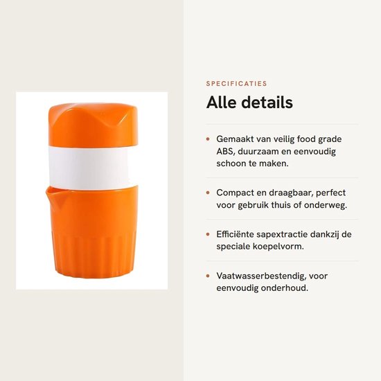 Dailygoods- Citruspers Handmatig - Draagbare Citruspers - RVS Citruspers - Efficiënte Sapcentrifuge - Food Grade ABS - Stijlvol Ontwerp van Dailygoods — afbeelding 2
