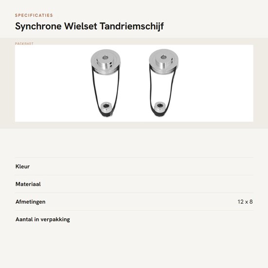SPHProducts - Synchrone Wielset - Tandriemschijf - Energiebesparend - 20 Tanden 60 Tanden - Eenvoudig te Installeren - Geschikt voor Tandwielslijpmachi... van Sphproducts — afbeelding 3