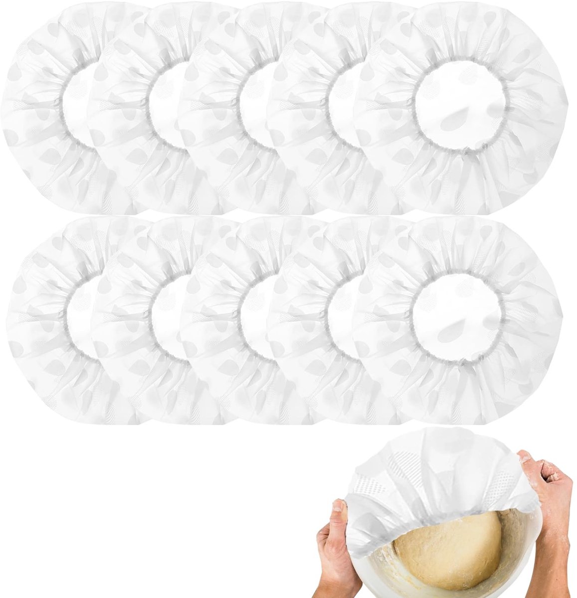 Dailygoods- Deegdeksel 27 cm - Herbruikbare Voedseldeksel - Elastische Band tot 50 cm - Geschikt voor Kom/Pan - Waterdicht - Set van 10