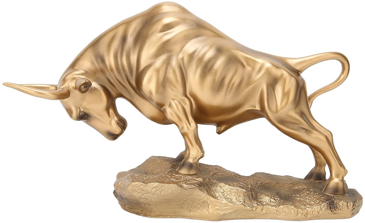 Dailygoods- Bull Sculptuur Goud - Dierenbeelden - Dieren Beeldjes - Abstracte Sculptuur - Feng Shui Beeldje - Sieraden Houder - Dierenbeeld