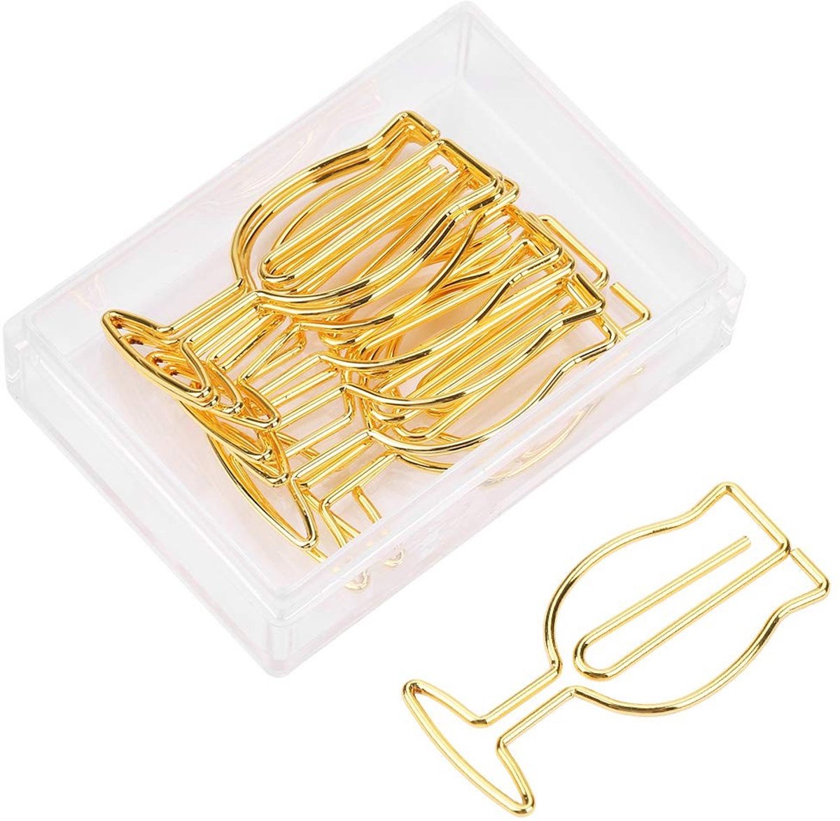 Dailygoods- Document Clips Gouden Grappige Ontwerp - 10 Stuks Wijnglas Paperclips - Kantoor/School - Organiseren Bladwijzers - Roestvrij Staal - Creatief en Uniek