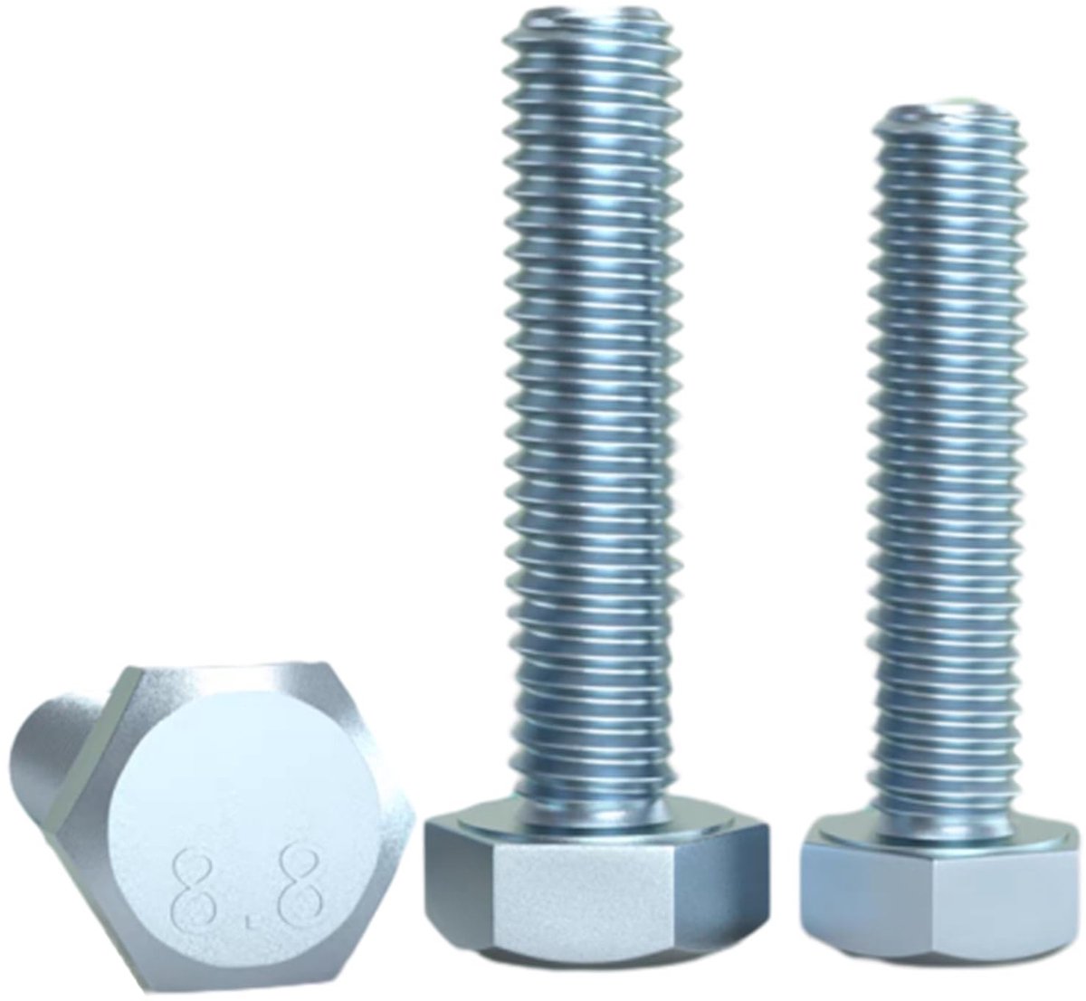 Dailygoods- Zeskantbouten 10 Stuks - Koolstofstaal - Verzinkt - M5 x 60 mm - Zeskantkop - Bouw/Automobiel/Industrie - Schroeven